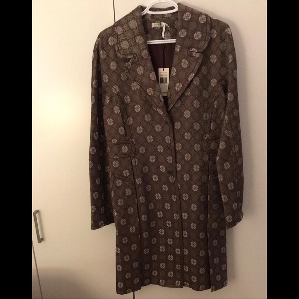 5/30% off - Designer coat long Overcoat brown bronze classy fancy